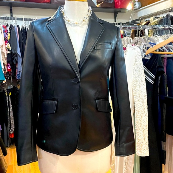 Anne Klein stretchy leather jacket - Picture 1 of 6
